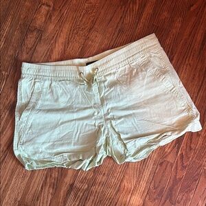 Women's Light Green Linen Blend Shorts